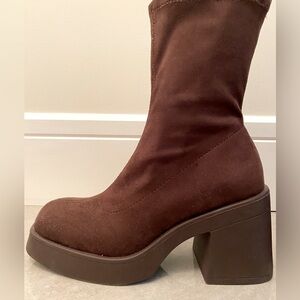 Brown Suede Vegan Boots - Sz 7
